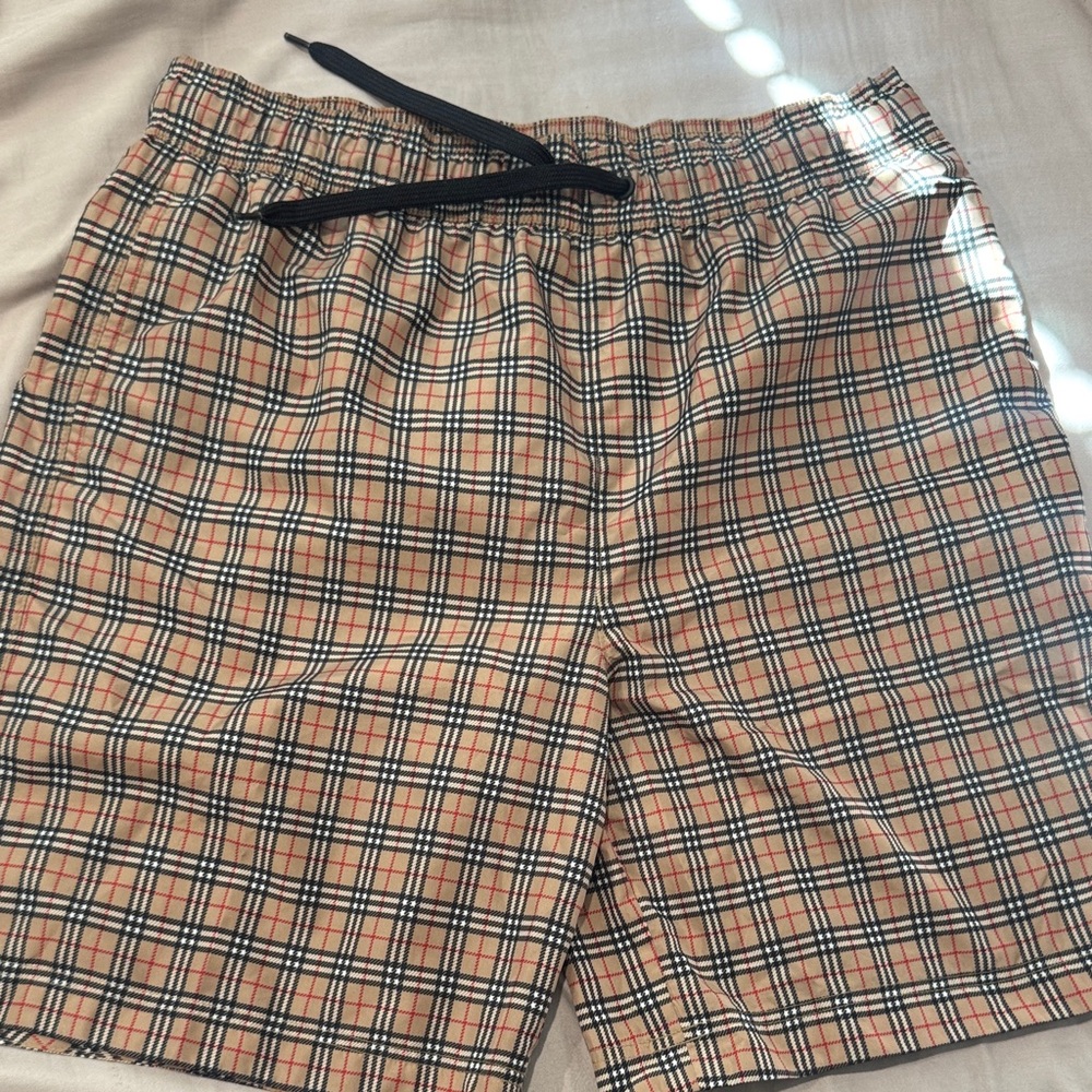 Burberry Kids Swim Trunks - Beige and Black Check